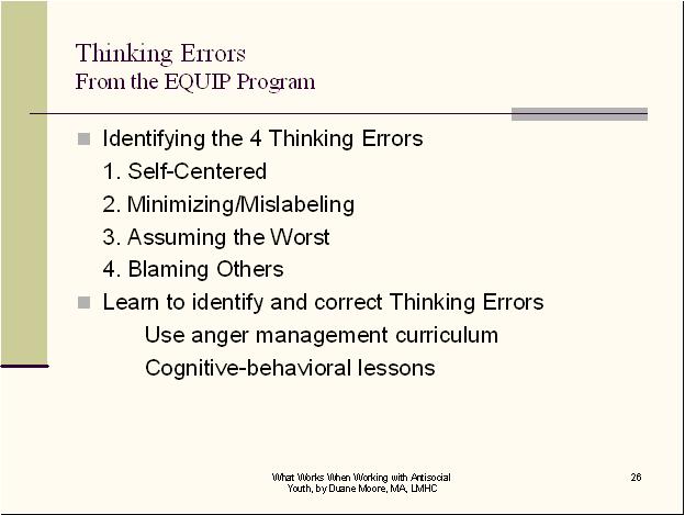 Thinking Errors Conduct Disorder CEUs 